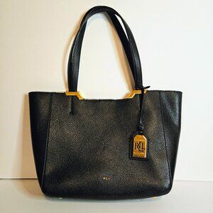 Lauren Ralph Lauren Acadia Black Medium Tote Bag